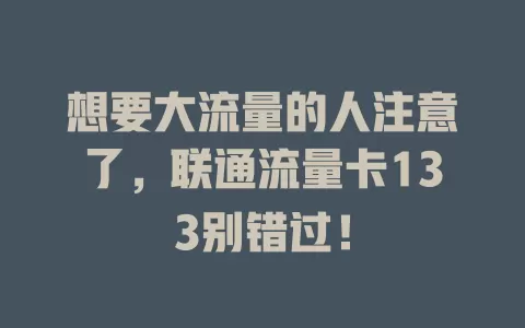 想要大流量的人注意了，联通流量卡133别错过！