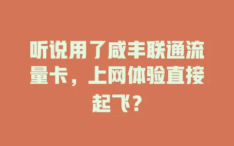 听说用了咸丰联通流量卡，上网体验直接起飞？