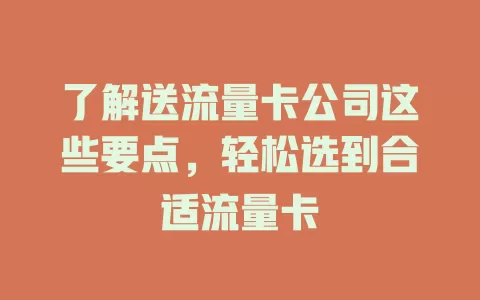 了解送流量卡公司这些要点，轻松选到合适流量卡