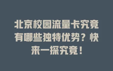 北京校园流量卡究竟有哪些独特优势？快来一探究竟！