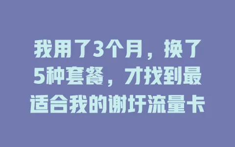 我用了3个月，换了5种套餐，才找到最适合我的谢圩流量卡