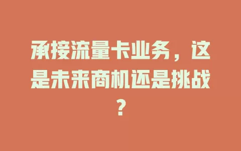 承接流量卡业务，这是未来商机还是挑战？