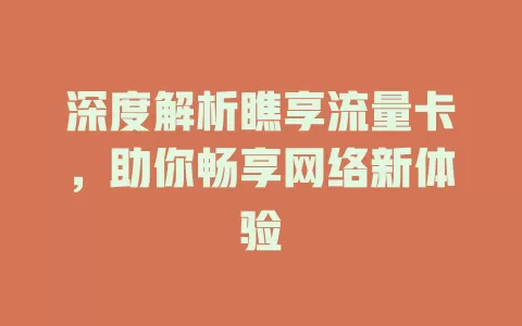 深度解析瞧享流量卡，助你畅享网络新体验