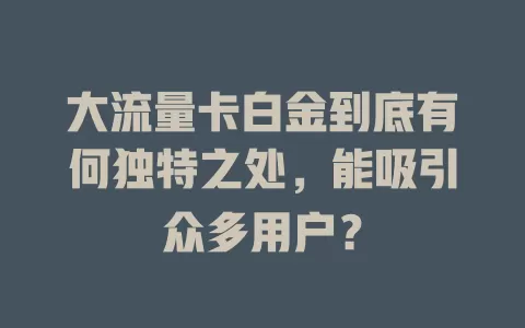 大流量卡白金到底有何独特之处，能吸引众多用户？