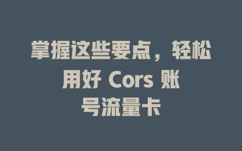 掌握这些要点，轻松用好 Cors 账号流量卡