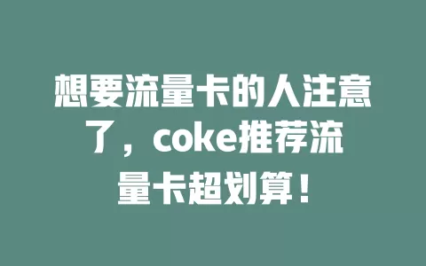 想要流量卡的人注意了，coke推荐流量卡超划算！