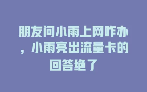 朋友问小雨上网咋办，小雨亮出流量卡的回答绝了