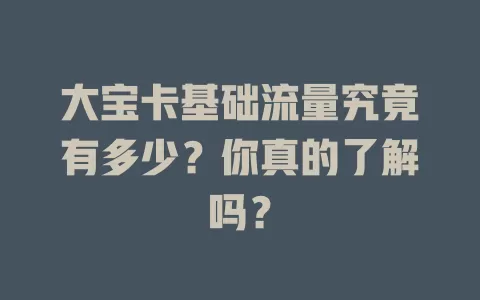 大宝卡基础流量究竟有多少？你真的了解吗？