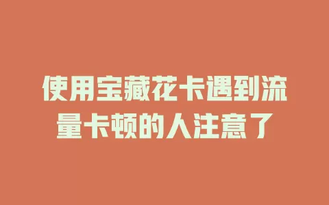 使用宝藏花卡遇到流量卡顿的人注意了
