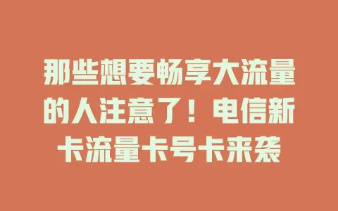 那些想要畅享大流量的人注意了！电信新卡流量卡号卡来袭