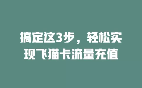搞定这3步，轻松实现飞猫卡流量充值