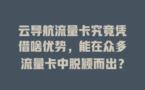云导航流量卡究竟凭借啥优势，能在众多流量卡中脱颖而出？