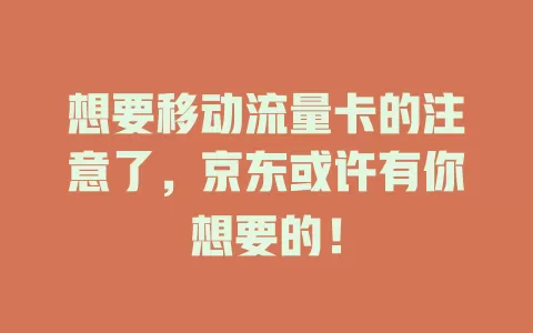 想要移动流量卡的注意了，京东或许有你想要的！