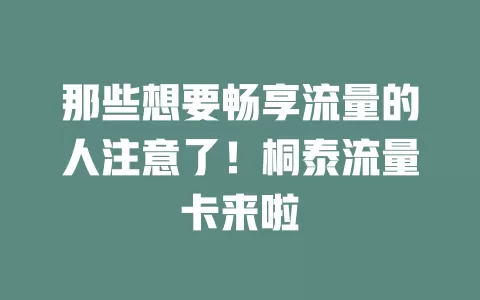 那些想要畅享流量的人注意了！桐泰流量卡来啦