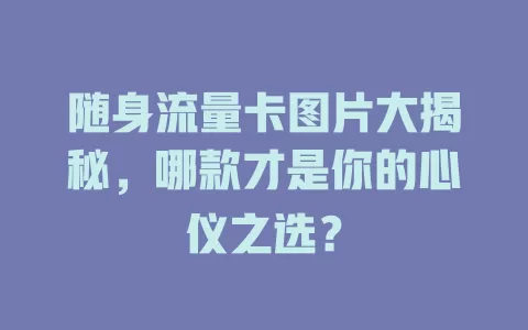 随身流量卡图片大揭秘，哪款才是你的心仪之选？