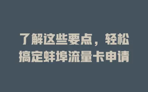 了解这些要点，轻松搞定蚌埠流量卡申请
