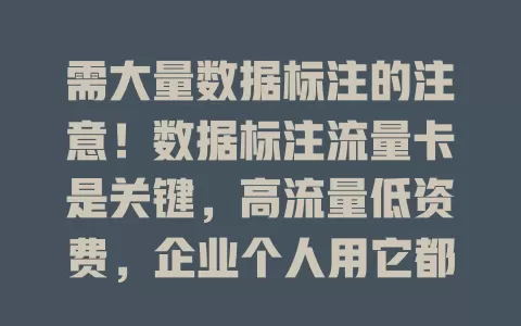 需大量数据标注的注意！数据标注流量卡是关键，高流量低资费，企业个人用它都能高效开展标注工作