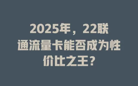 2025年，22联通流量卡能否成为性价比之王？