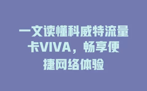 一文读懂科威特流量卡VIVA，畅享便捷网络体验