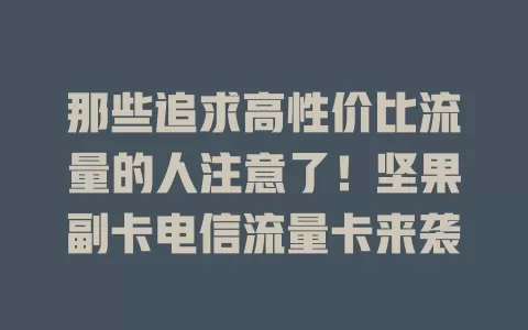 那些追求高性价比流量的人注意了！坚果副卡电信流量卡来袭