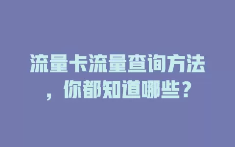 流量卡流量查询方法，你都知道哪些？