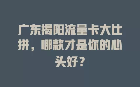 广东揭阳流量卡大比拼，哪款才是你的心头好？