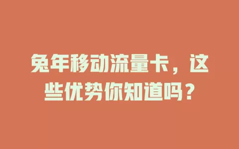 兔年移动流量卡，这些优势你知道吗？