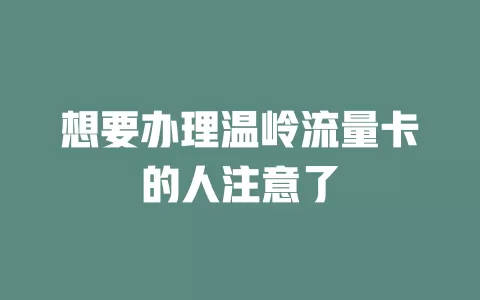 想要办理温岭流量卡的人注意了
