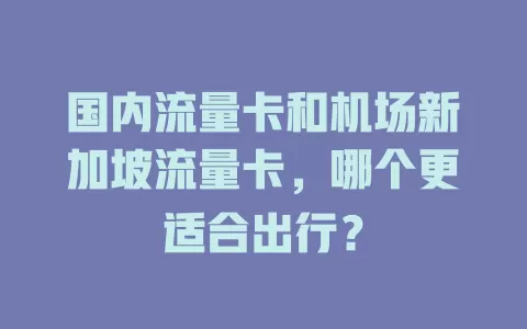 国内流量卡和机场新加坡流量卡，哪个更适合出行？
