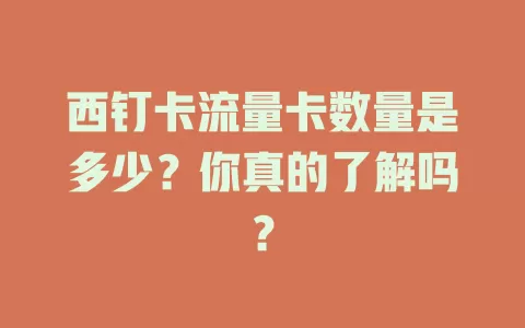西钉卡流量卡数量是多少？你真的了解吗？