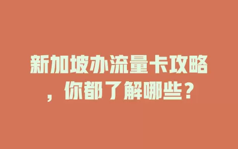新加坡办流量卡攻略，你都了解哪些？