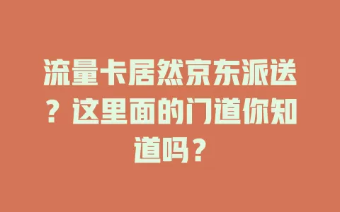 流量卡居然京东派送？这里面的门道你知道吗？