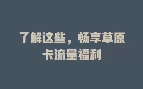 了解这些，畅享草原卡流量福利