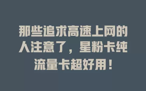 那些追求高速上网的人注意了，星粉卡纯流量卡超好用！