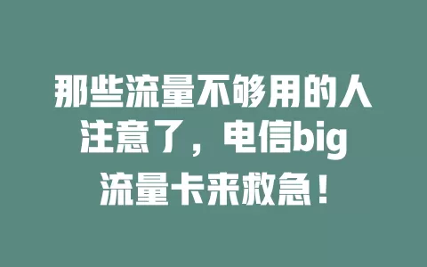 那些流量不够用的人注意了，电信big流量卡来救急！