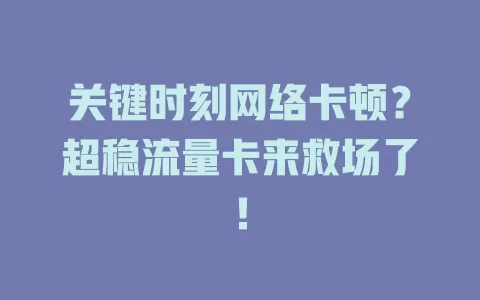 关键时刻网络卡顿？超稳流量卡来救场了！