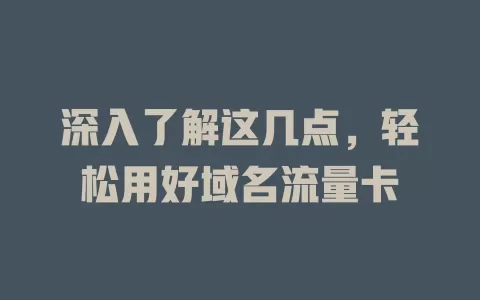深入了解这几点，轻松用好域名流量卡