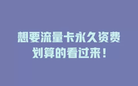 想要流量卡永久资费划算的看过来！