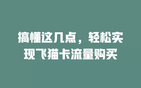 搞懂这几点，轻松实现飞猫卡流量购买