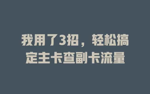 我用了3招，轻松搞定主卡查副卡流量