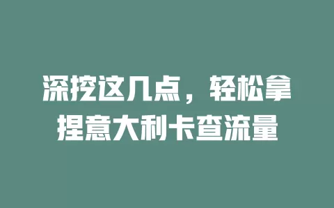 深挖这几点，轻松拿捏意大利卡查流量