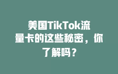 美国TikTok流量卡的这些秘密，你了解吗？