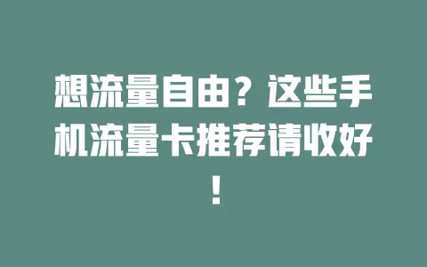 想流量自由?这些手机流量卡推荐请收好!
