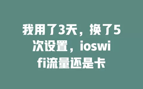 我用了3天，换了5次设置，ioswifi流量还是卡