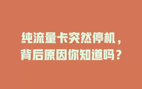 纯流量卡突然停机，背后原因你知道吗？