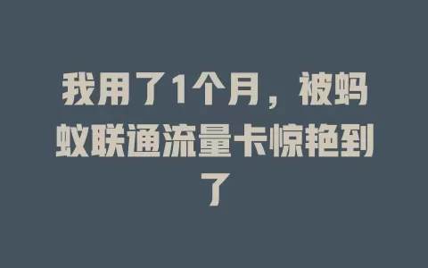 我用了1个月，被蚂蚁联通流量卡惊艳到了
