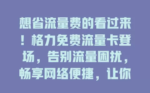 想省流量费的看过来！格力免费流量卡登场，告别流量困扰，畅享网络便捷，让你的网络生活轻松自在