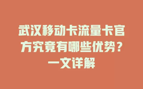 武汉移动卡流量卡官方究竟有哪些优势？一文详解