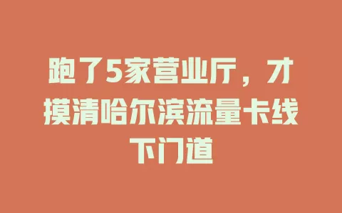 跑了5家营业厅，才摸清哈尔滨流量卡线下门道