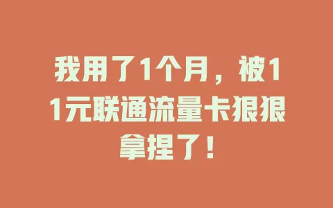 我用了1个月，被11元联通流量卡狠狠拿捏了！